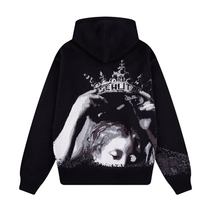 "awakening" knit Hoodie black