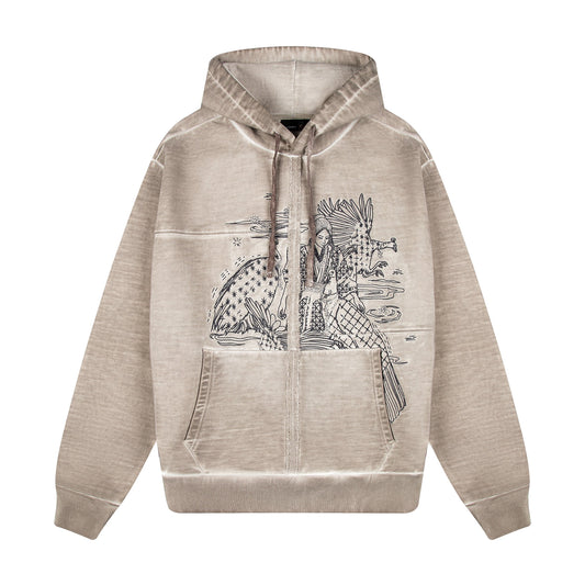 "sashiko v2" Hoodie light grey