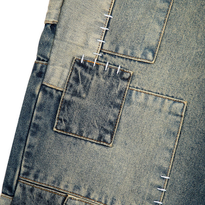 "sashiko v2" patchwork denim blue