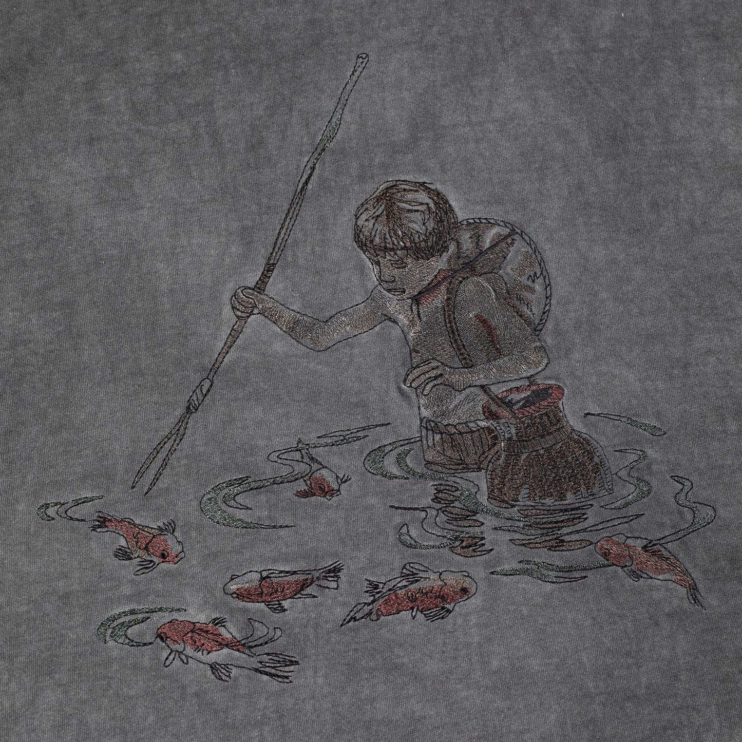 "lotus" T shirt oil washed anthracite