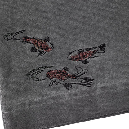 "lotus" T shirt oil washed anthracite