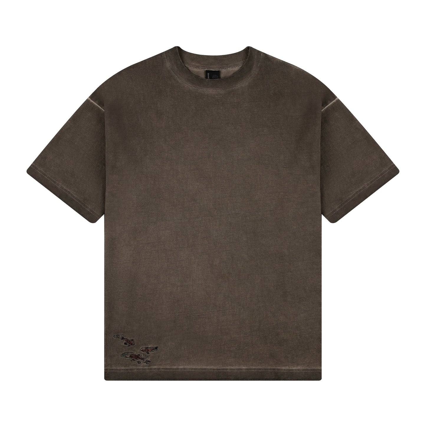 "lotus" T shirt oil washed brown