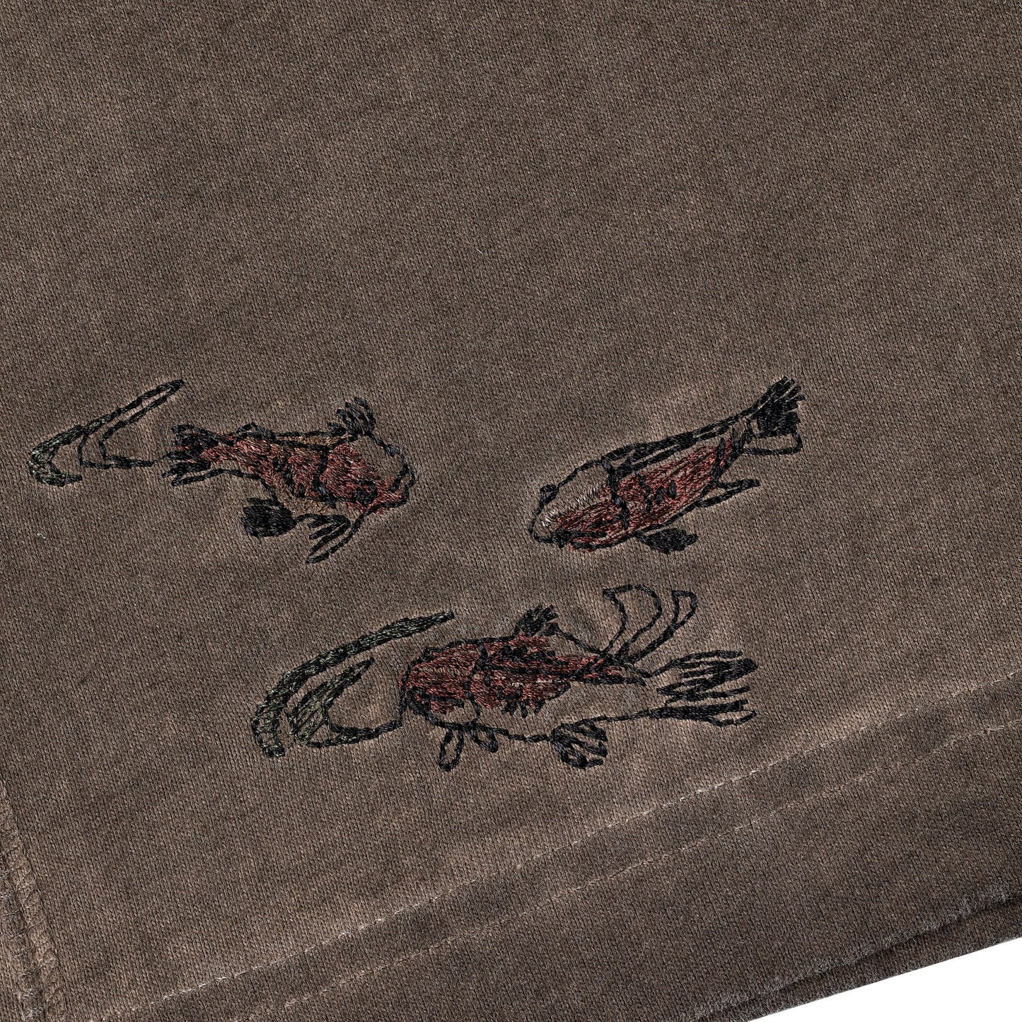 "lotus" T shirt oil washed brown