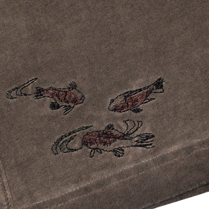 "lotus" T shirt oil washed brown