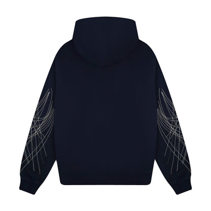 "sashiko" Zip Up navy
