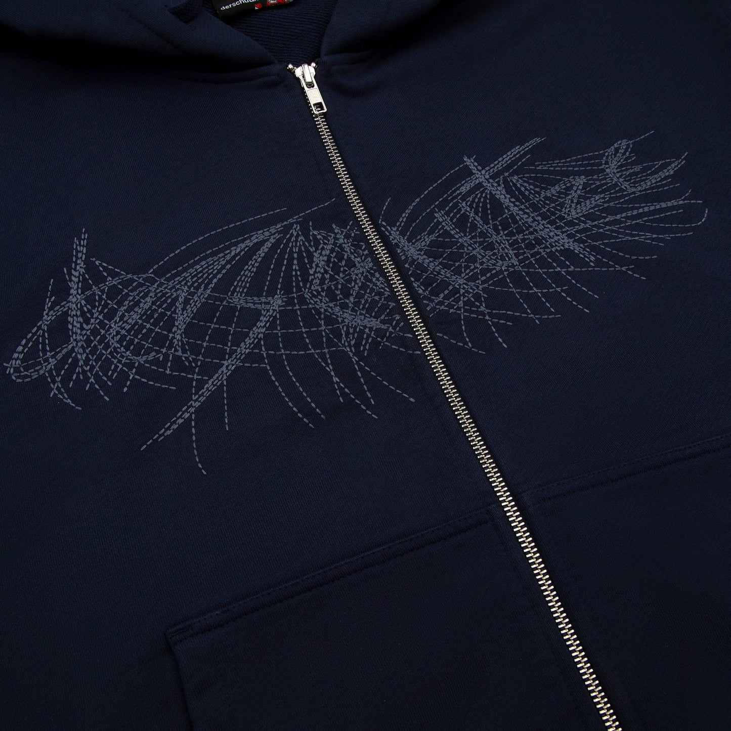 "sashiko" Zip Up navy