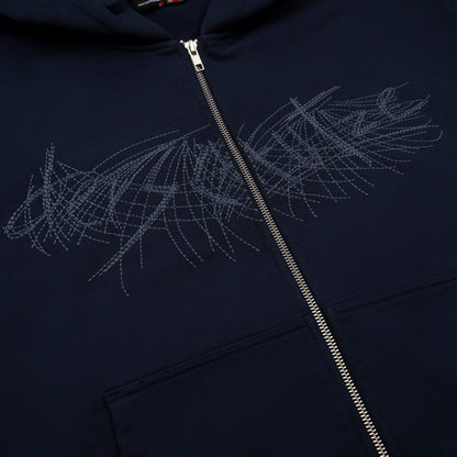 "sashiko" Zip Up navy