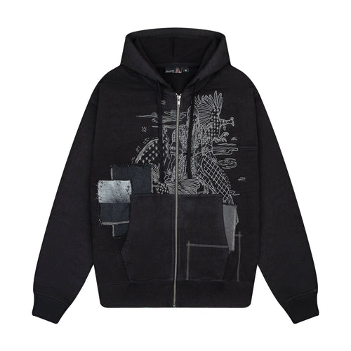 "sashiko" Zip Up black
