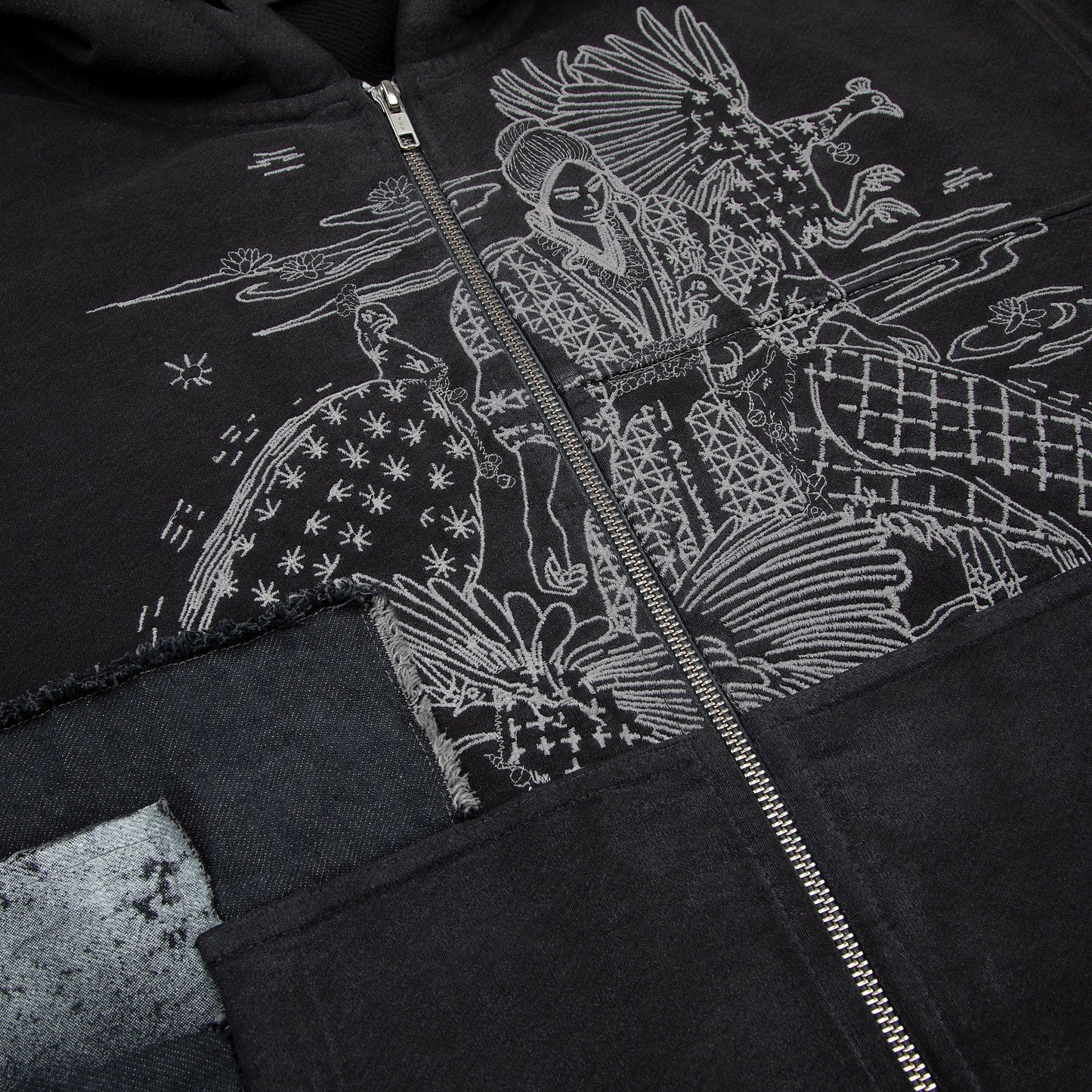 "sashiko" Zip Up black