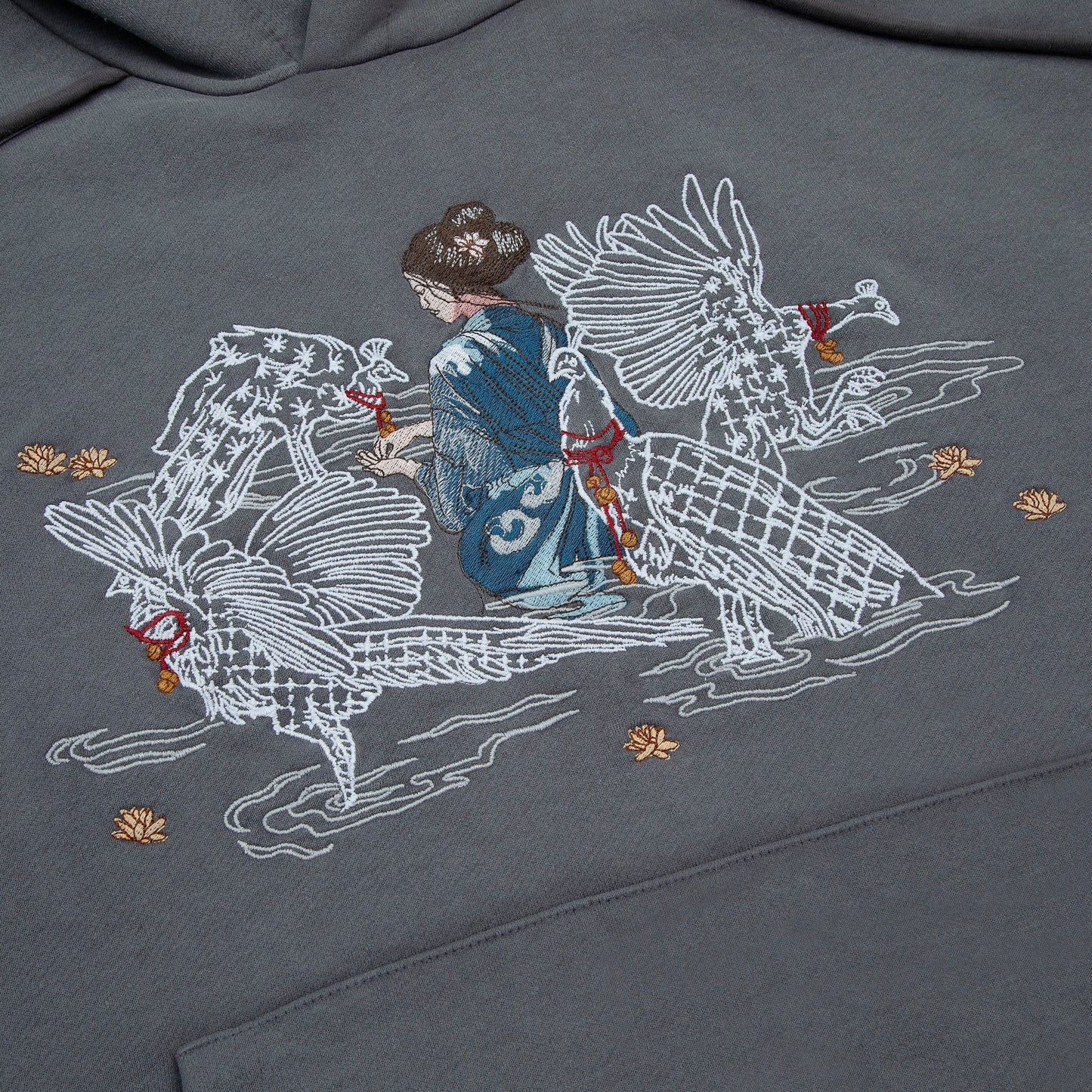 "sashiko" Hoodie grey