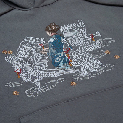 "sashiko" Hoodie grey