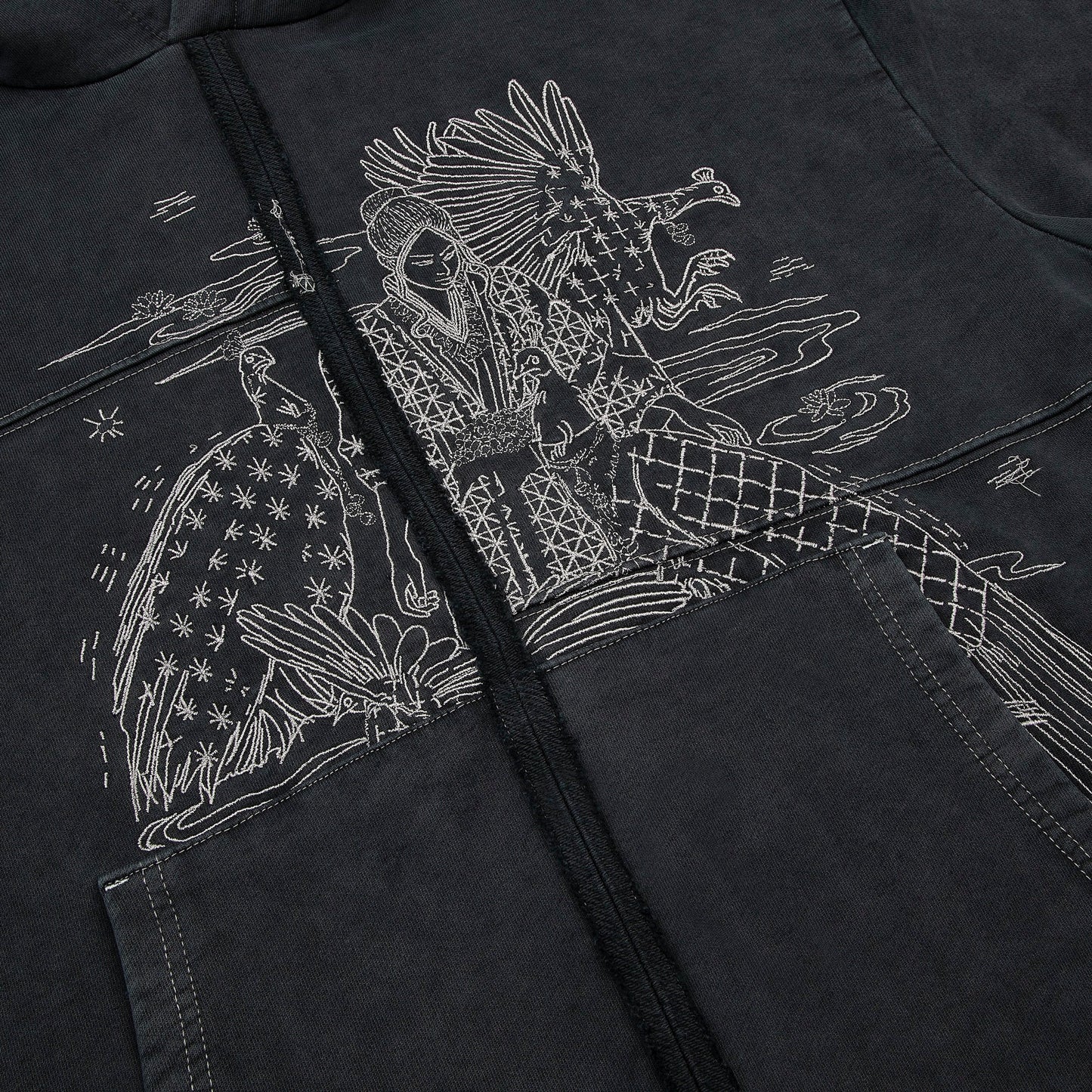 "sashiko" Hoodie anthracite