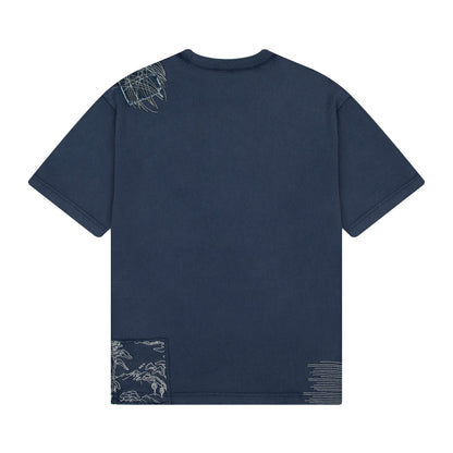 "sashiko" T Shirt navy