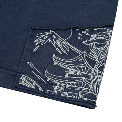 "sashiko" T Shirt navy