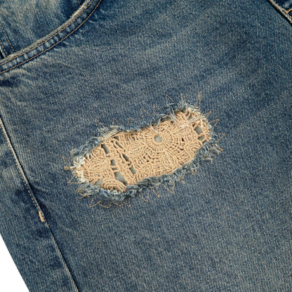 "lotus" Jorts indigo