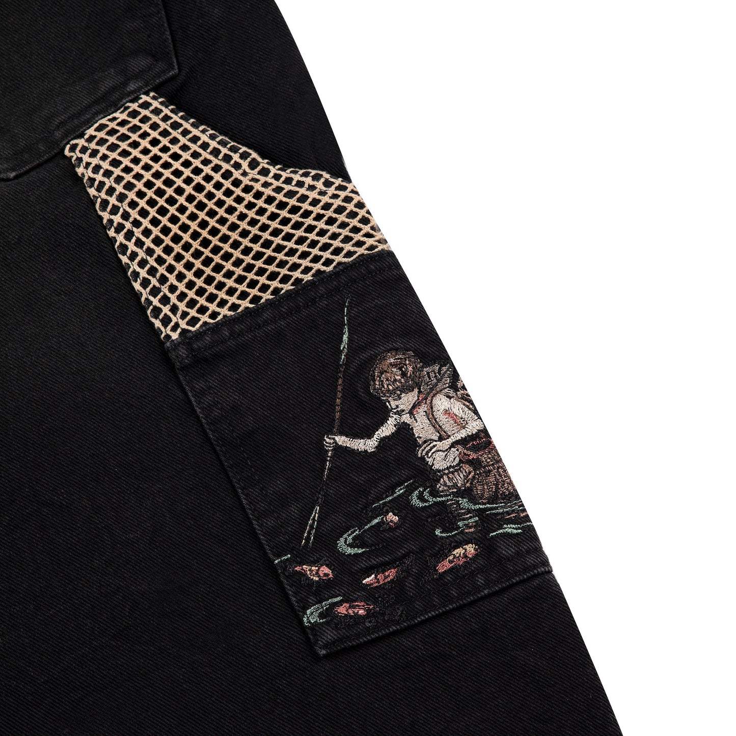 "lotus" Jorts black fishnet