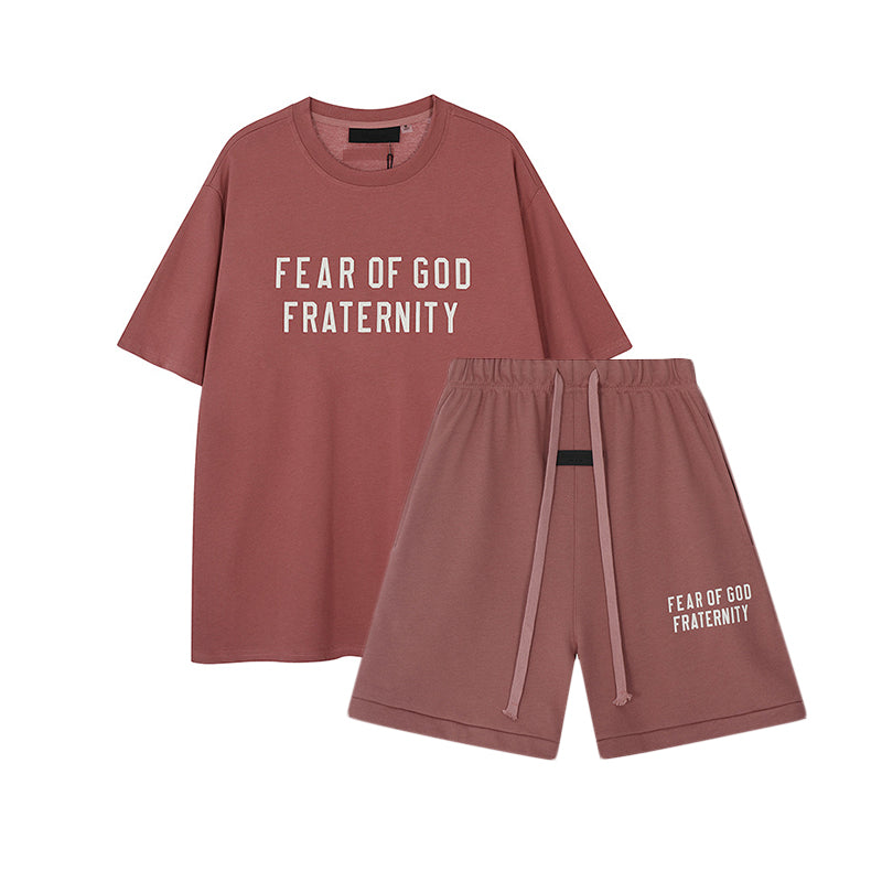FW24 FRATERNITY T-Shirt / Shorts / Set - Wine Red